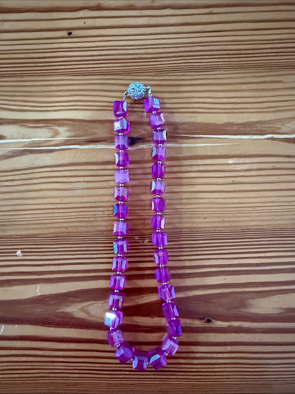 Purple Crystal Bead Necklace with magnetic clasp- Women Jewelry